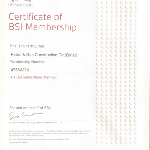 Certificate Of BSI Membership